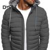 Men Cotton Jacket Hooded Drawstring Long Sleeve Zipper Placket Casual Coat Windproof Plush Lining Thickened Warm Outwear