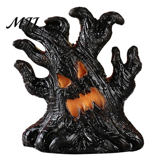 Haunted House Decoration Halloween Decoration, Ghost Face Tree Stump Lantern, LED Twisted Night Lamp Glowing Pumpkin Decor, Festival Atmosphere Horror
