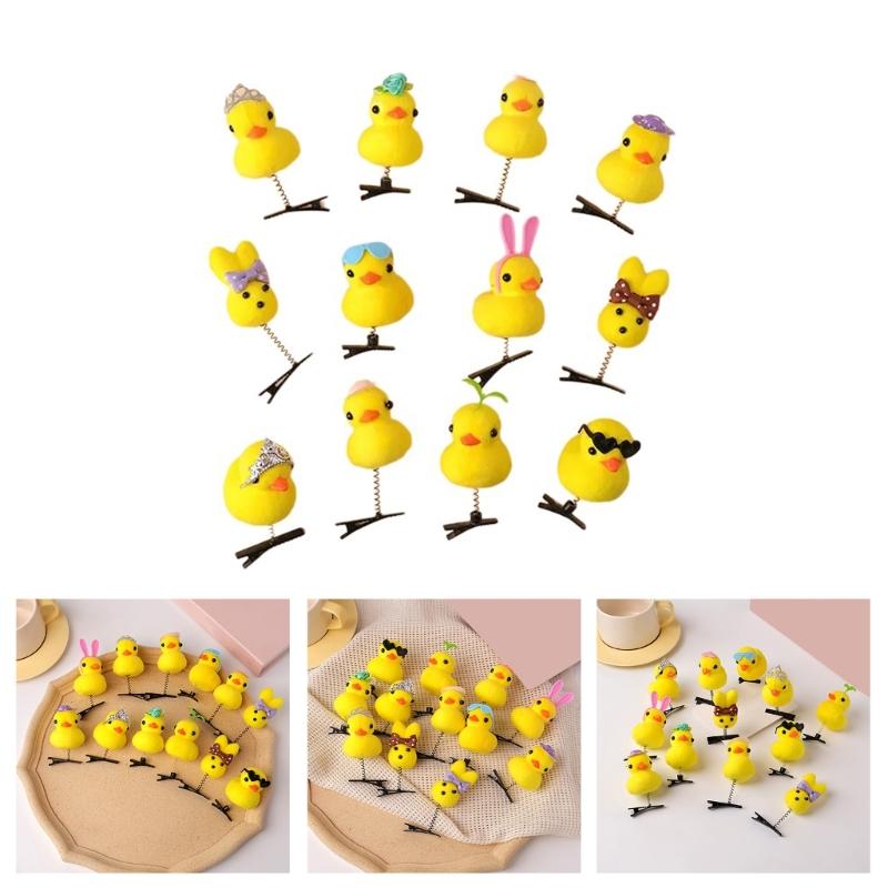 3D Tier Haarnadel Cartoon Gelbe Ente Haarspange Geburtstagsparty Haarspangen 12 STÜCKE Kinder Haarstyling-Accessoires