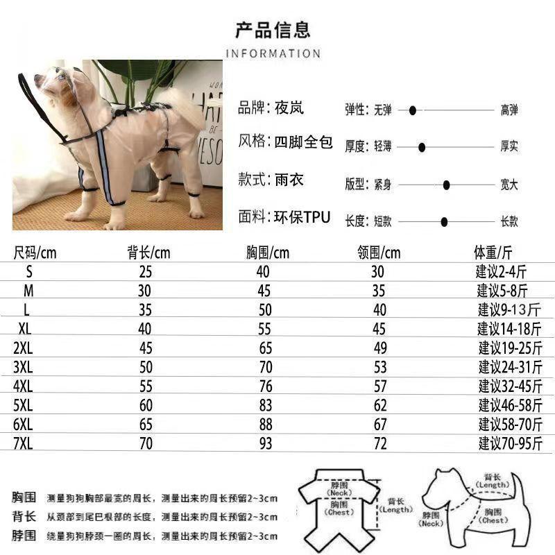 Full Coverage Raincoat Dogs Waterproof 4-Leg Pet Rain Jacket Outdoor Use Small Medium Large Breed