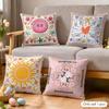 Cute Cartoon Flowers Fashion Art Cushion Cover Silky Short Plush Invisible Zipper Dustproof Sofa Pillow Case For Home Decor