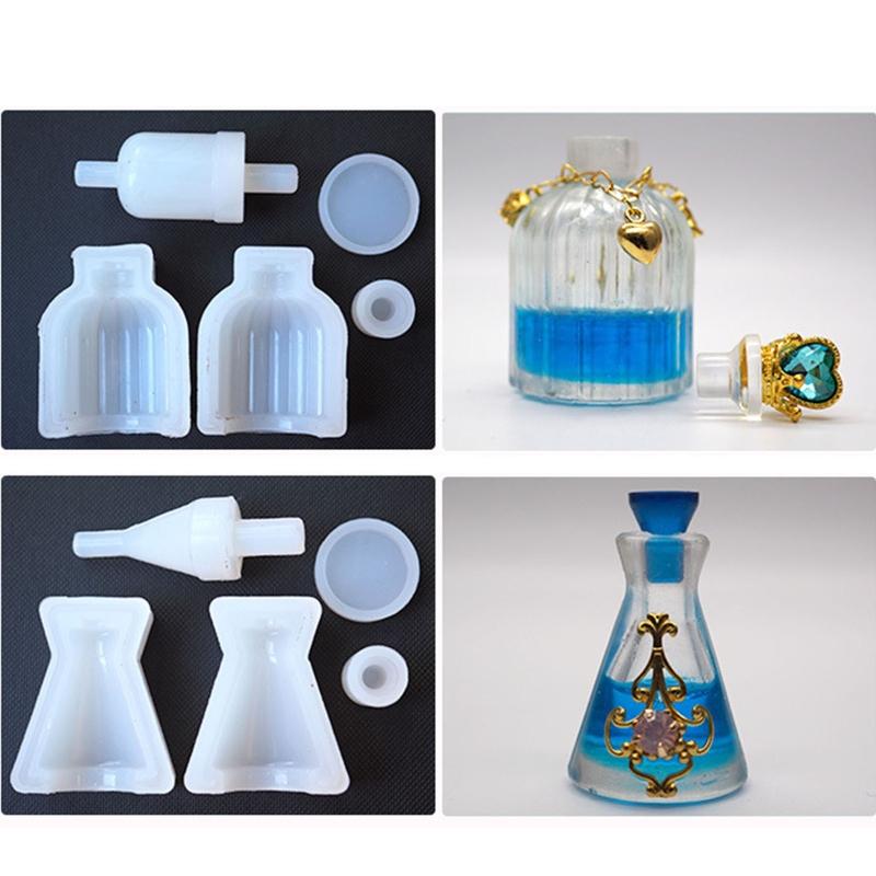 Bottle Resin Mold Storage Bottle and Stopper Resin Mold Jars Silicone Epoxy Mold for DIY Perfume Liquid Container Crafts
