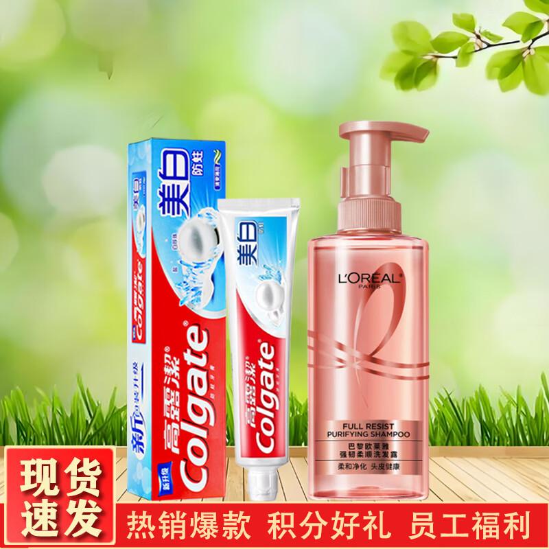 Набор: Отбеливающая зубная паста Colgate против кариеса и шампунь L Oréal