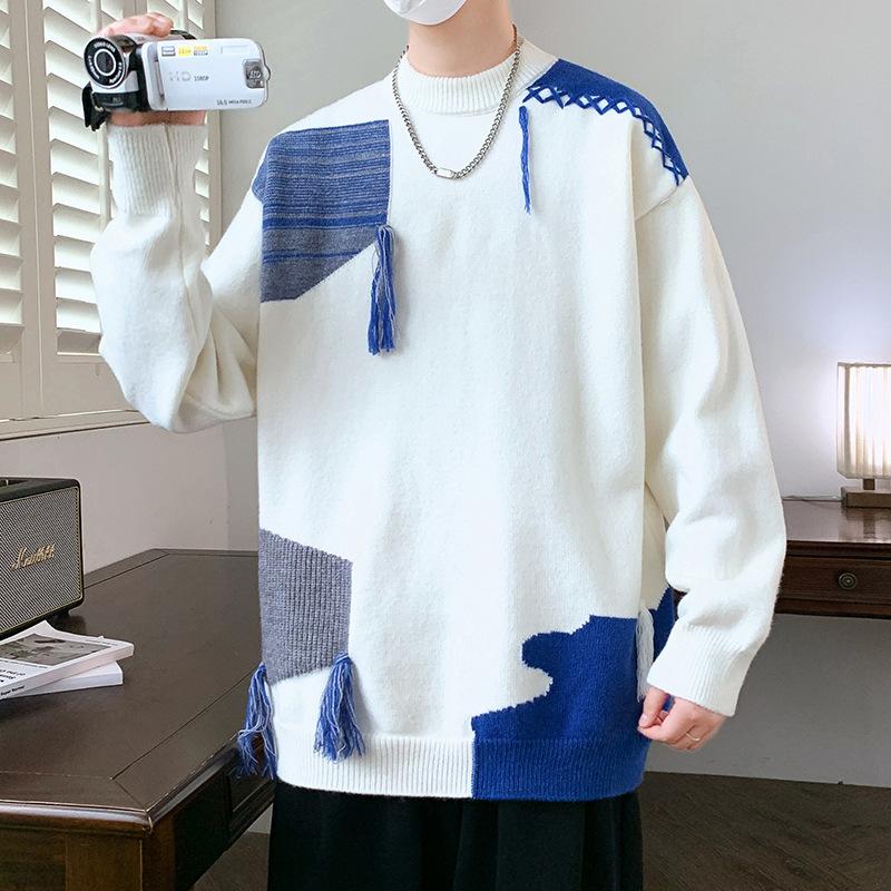 

Hot Sale, Trendy Fashion Crew Neck Loose Sweater Knitted Sweater, Bottom Sweater Thread Men M