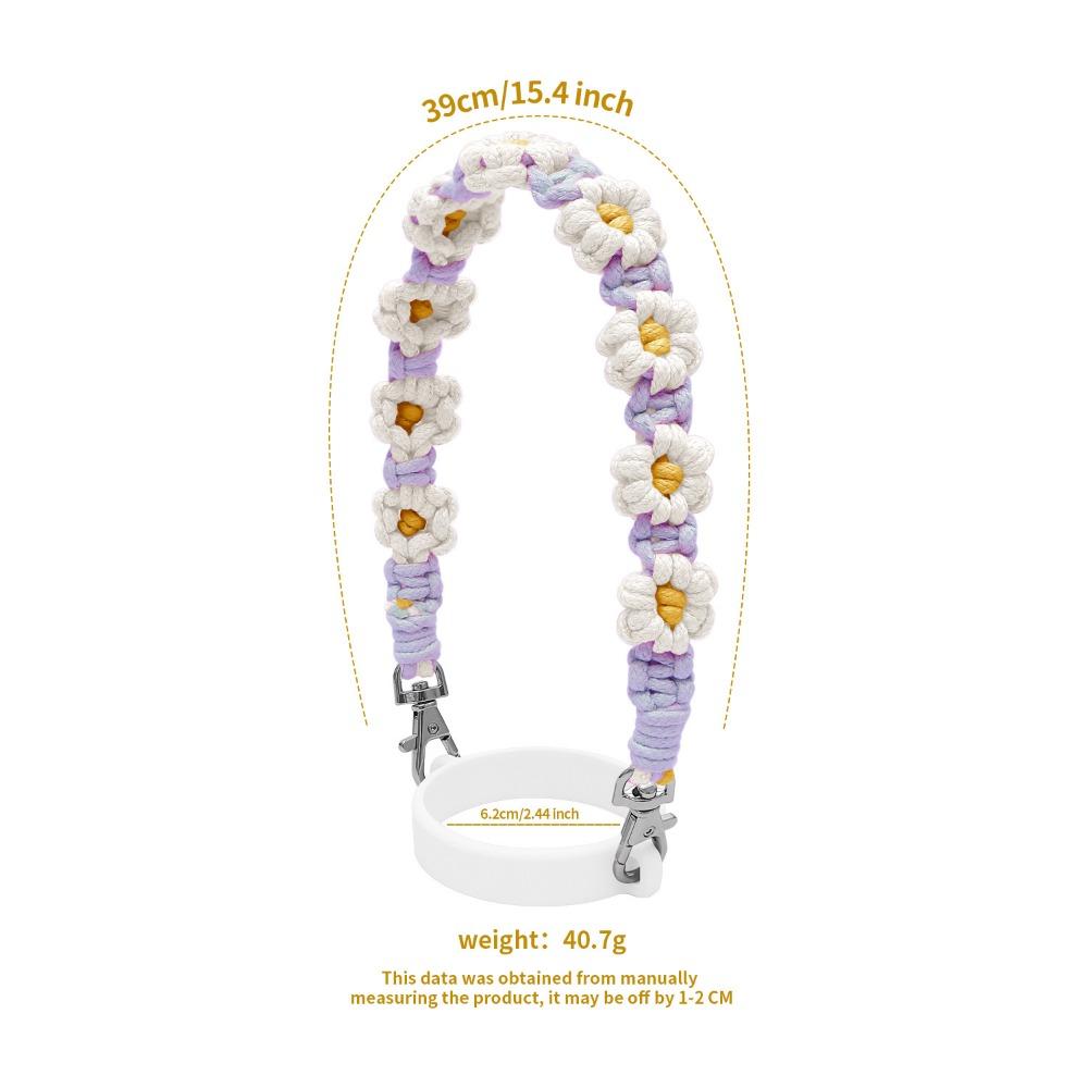 

1pcs Handwoven Daisy Cup Strap for Stanley Tumbler Braided Chamomile Water Bottle Strap Fits for 16-40OZ Travel Gym Water Cups
