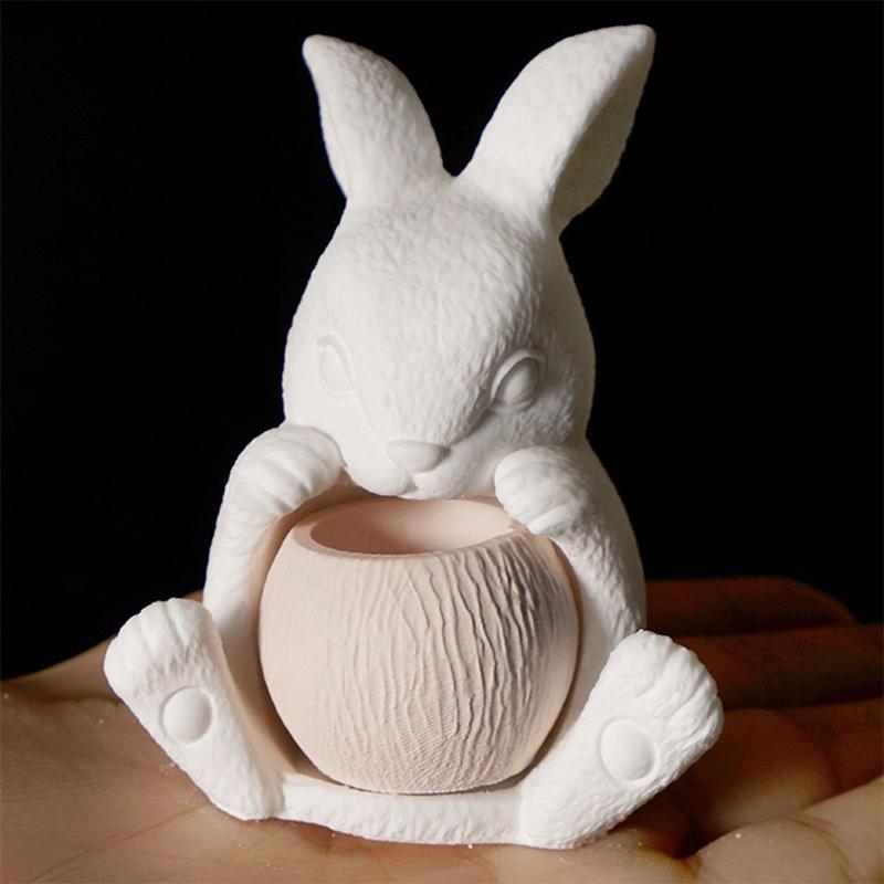 2-Piece Easter Bunny Silicone Mold DIY Cute Animal Basket Hollow Rabbit Soy Wax Silicone Molds Kit Bunny Candle Holder