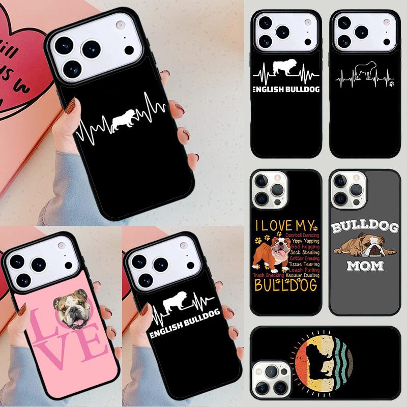 English Bulldog Heartbeat Phone Case For Apple iPhone 17 Air 16E 15 14 Plus 13 12 11 Pro Max Mini Funda Cover