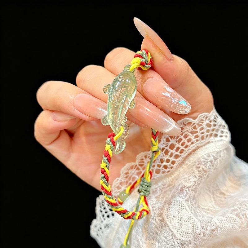 New Chinese clear green small fish color rope woven bracelet fashionable exquisite high sense daily versatile jewelry accessories