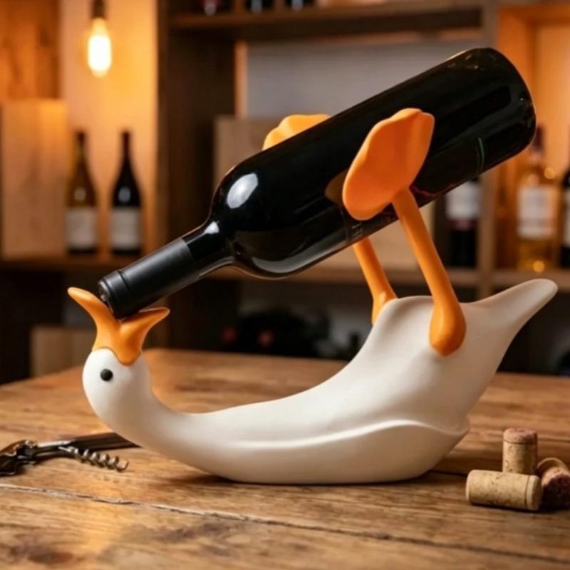 Bird Bottle Holders Counter Wine Rack Decorative Wine Bottle Holder with a White Body, Sculptural PET Display for Sideboards, Shelves, and Bar