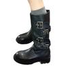 Cowhide version~ Showing legs, thin belt buckle, thick-soled medium tube knight boots for women's 2025 autumn new cool and handsome thick-heeled locom