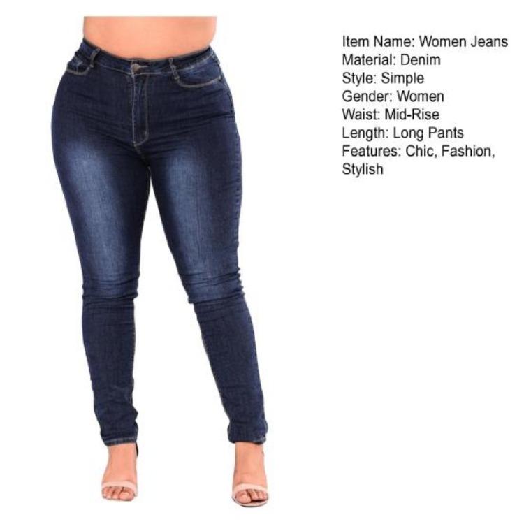 High Stretch Sculpting Slim Fit Pencil Denim Pants Plus Size Skinny Leg Jeans for Women Mid Rise Trousers