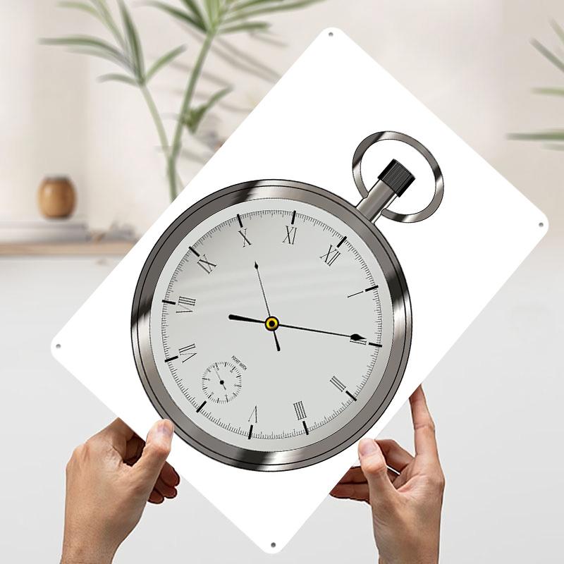 Silver Pocket Watch Tinplate Poster Customized Wall Art Vintage Metal Signs Retro Tin Plaque for Decoration Room Desk Decor Home