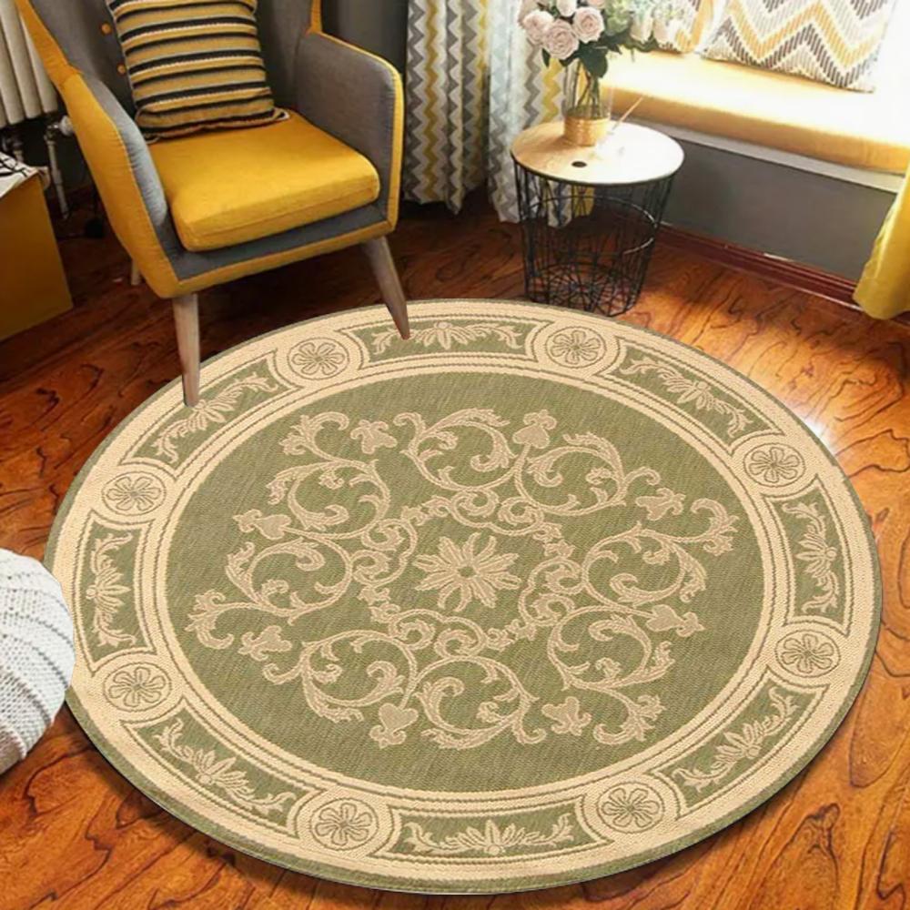 Premium Border Circular Carpet Bohemian Ethnic Style Rug Indoor Bedroom Living Room Soft Decorative Door Mat