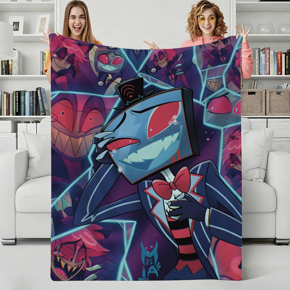 Animation H-HazbinHotel Throw Flannel Blanket Perfect for Sofa Office Bed Travel Sleep Read Relax Camping four season use