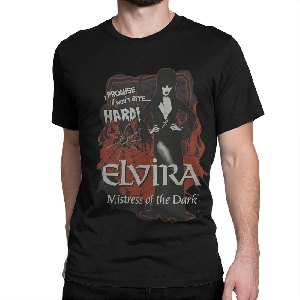 Vintage Gewaschen Elvira Herrin der Finsternis Retro Gothic Bedrucktes Baumwoll-T-Shirt Herren Damen Tee Sommer Lässige Mode Kleidung Oberteile Streetwear