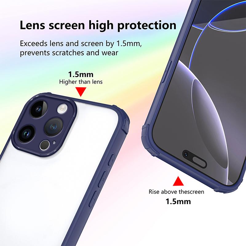 New Clear Armor Bumper Shockproof Phone Case For iPhone 17 16 15 Pro 14 13 12 11 17 Pro Max Transparent Silicone Hard Cover Capa