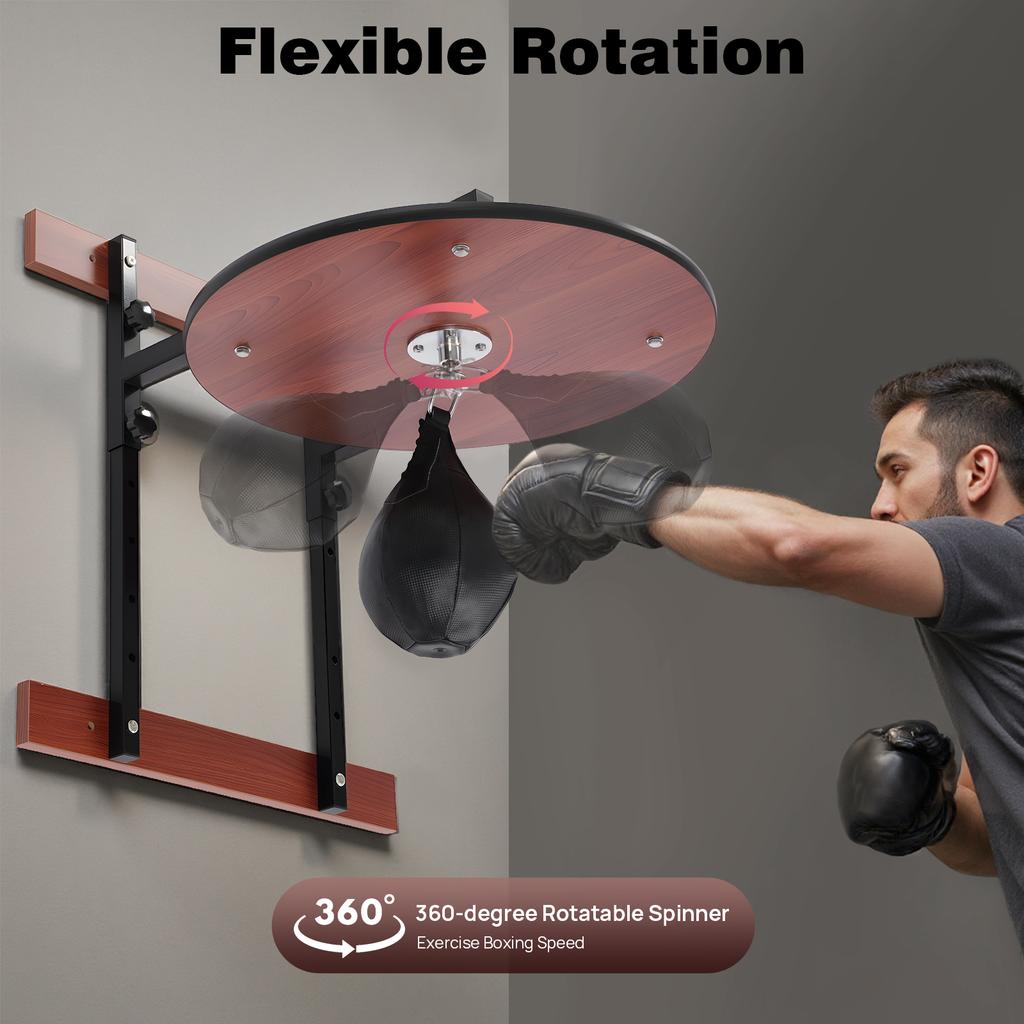 Professional Speed Bag Platform Wall Mount Kit, 360° Swivel Heavy Duty Steel Bracket with PU Punching Bag for Boxing Training