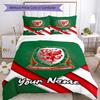 3pcs Custom Name Wales Bedding Set Duvet Cover Closure Includes 1 Duvet Cover & 2 Pillowcases, Soft and Comfortable for All Seasons.