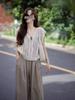 Slim-Fit Summer Tea-Toned Two-Piece Set for Women: Hong Kong & Korean Drama Style