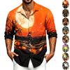 Men's Casual Long Sleeve Shirt with Halloween Print for Spring Fall
