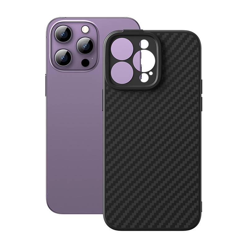 Magnetyczne Etui Baseus Synthetic Fiber Series Do Iphone 14 Pro (Czarne) +Szkło Hartowane +Zestaw Czyszczący