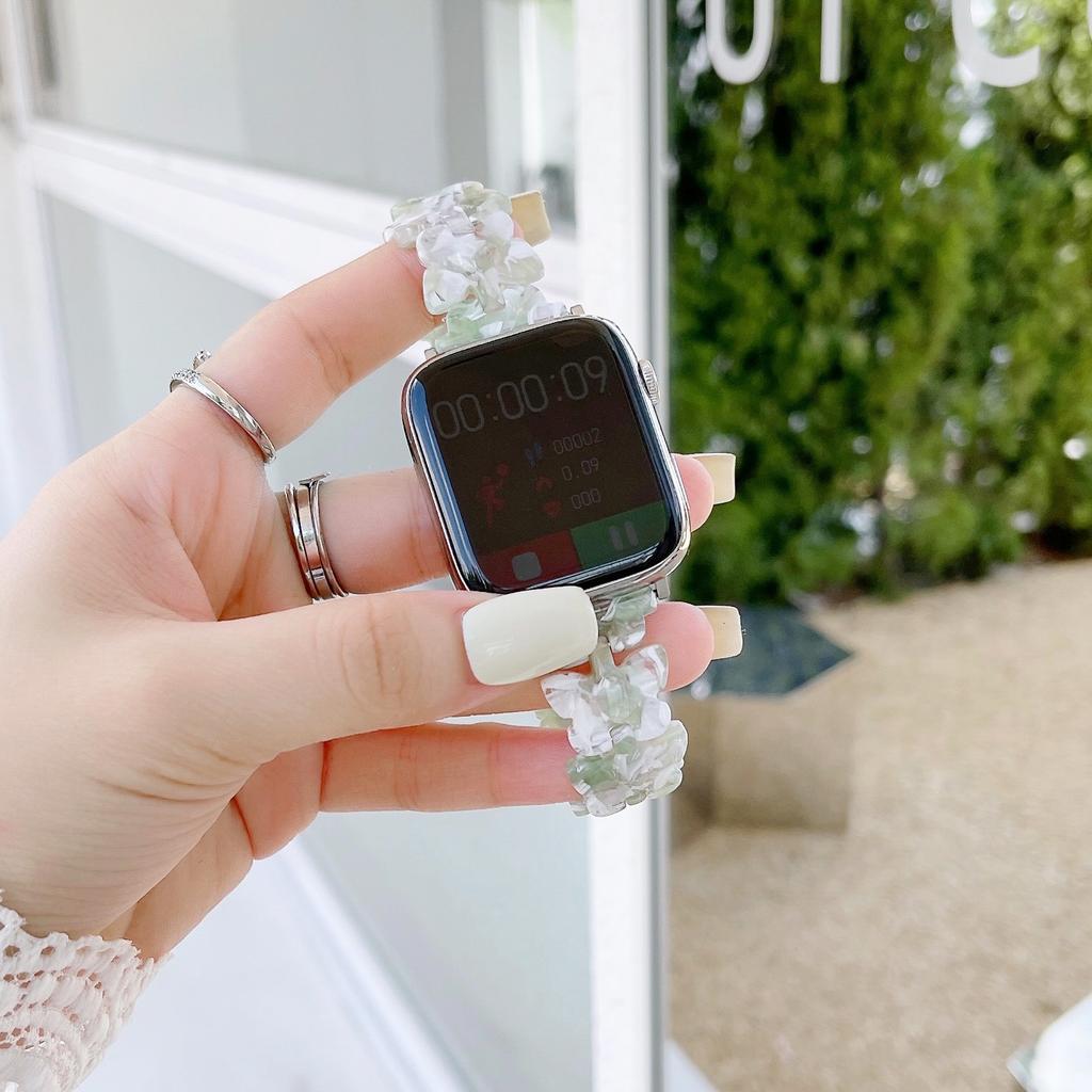 Apple Watch Band için Kelebek Reçine Kayış 7 44 40mm 42mm 38mm 41 45mm Şeffaf Döngü Kordonlu Saat IWatch 7 6 Se Serisi 5 4 3