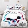 Skull King Queen Bettbezug Gothic Skelett Bettwäsche Set für Erwachsene Jugendliche Personalisiert Halloween Knochen Polyester Steppdeckenbezug