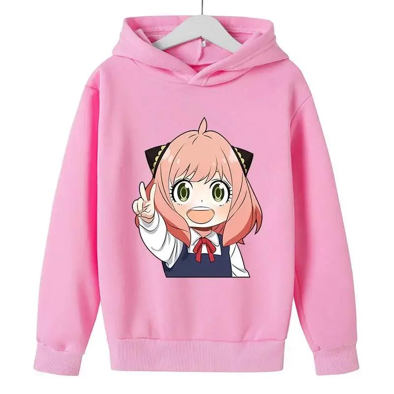 SPY X FAMILY Anya Forger Cute Girls Hoodies Cartoon Printed Sweatshirt Hoodies Children's Clothing Girls Spring Autumn Hoodie