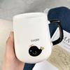 Mug en Céramique avec Couvercle et Cuillère pour Café - Parfait pour Hommes, Femmes, Couples et Enfants - Design Mignon et Créatif pour la Maison ou le Petit Déjeuner.