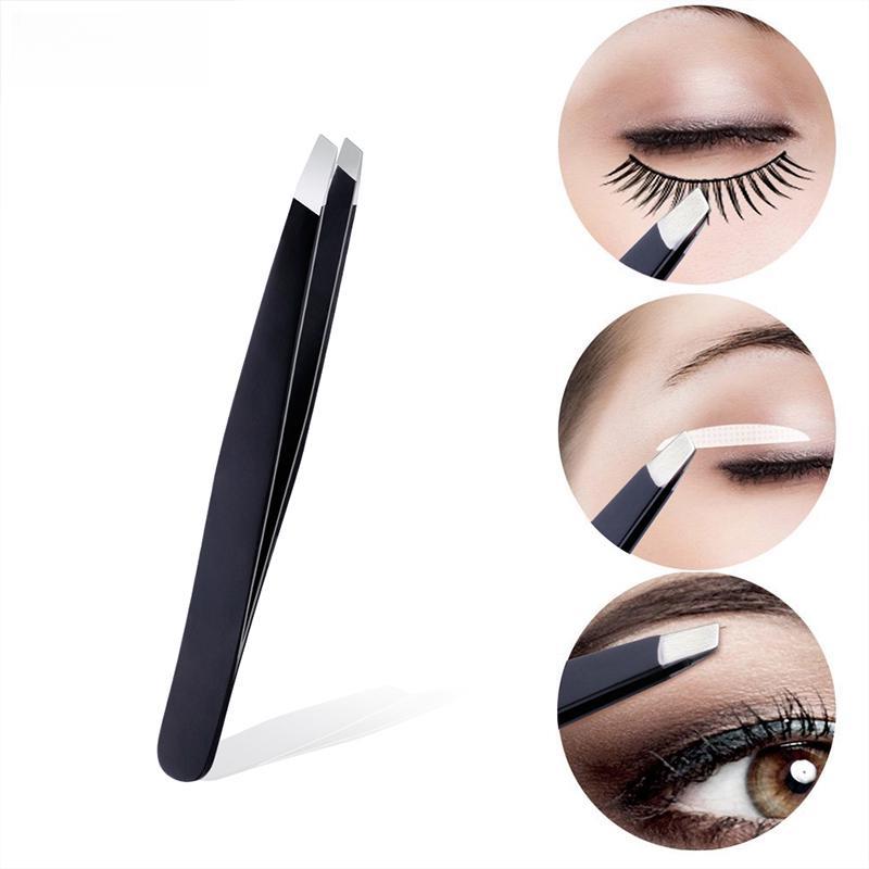 3 PCS Eyebrow Tweezers Stainless Steel Hair Removal Makeup Tool Kit with Bag Point Tip/Slant Tip/Flat Tip Pinzas Pincet