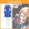 Fantasia Cosplay Chucky Brinquedo de Criança Para Festa de Halloween e Apresentação de Palco