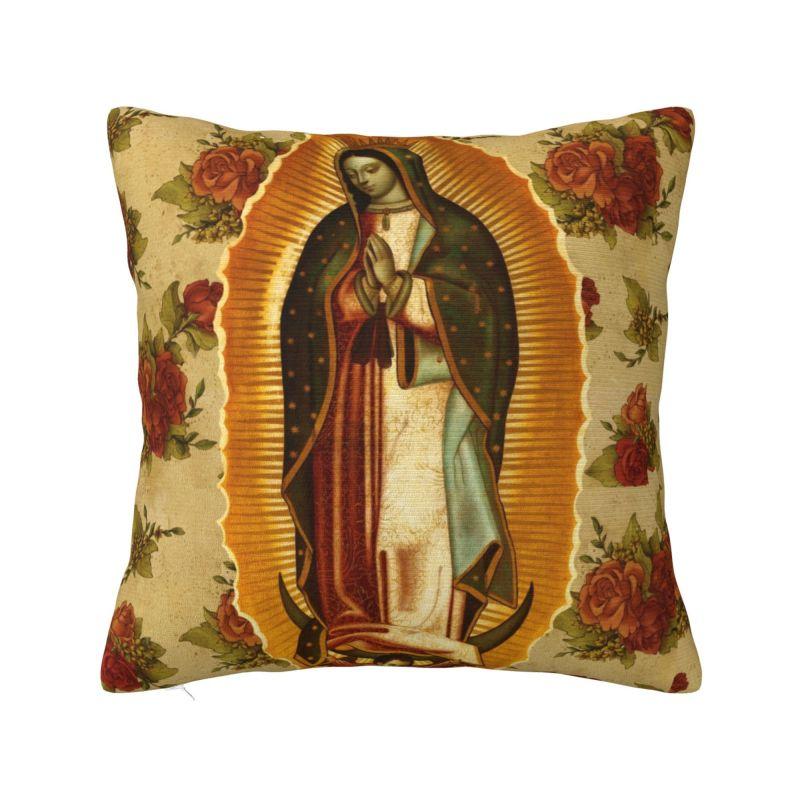 Our Lady Of Virgin Mary Mexico Pillow Covers Living Room Christian Jesus Saint Catholic Luxury Cushion Cover Velvet Pillowcase