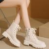Women Platform Boots Short Plush Solid Color Lace Up Side Zipper Ankle Boots Winter Women Shoes 2026 Large Size 42 Ladies' Shoes