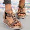 Fashion Shiny Rhinestone Wedge Heel Sandals Women Bohemian Style Chunky Platform Sandalias Mujer 2025 Fashion Thick Bottom Dress Sandals
