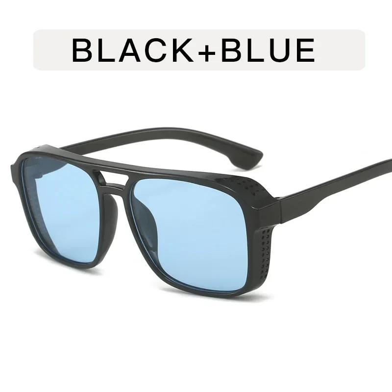 Women's Trendy Double Beam Gradient Color Sun Glasses Classic Square Frame Sunglasses Unisex Retro Steampunk Goggle Eyewear