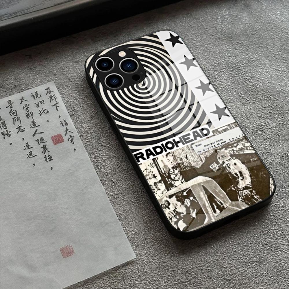 

Vintage Fashion Design Radiohead Phone Case Tempered Glass For IPhone 16 Promax 15 14 Pro 13 12 11 plus X XS XR phone case 16 Pro
