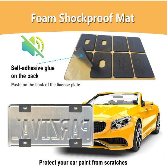 Black License Plate Screw Caps - High Gloss Finish Screw and 8 PCS M6X20mm Stainless Steel Rust Resistant Car Tag Frames Bolts Fastener Kit