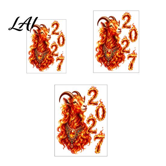 Holiday Glass Surface Decor 2027 Year of Goat Window Cling Lunar New Zodiac Decorative Shop Signs Sticker Flame Style Spring Festival Door for Home