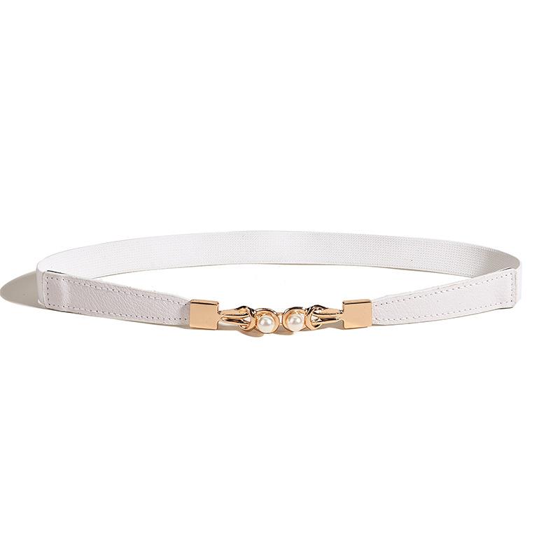 New Summer Pearl Pair Buckle Elastic Elastic Waist Tight Waist Tight Waist Seal for Women Simple Versatile Exterior Skirt Belt for Women
