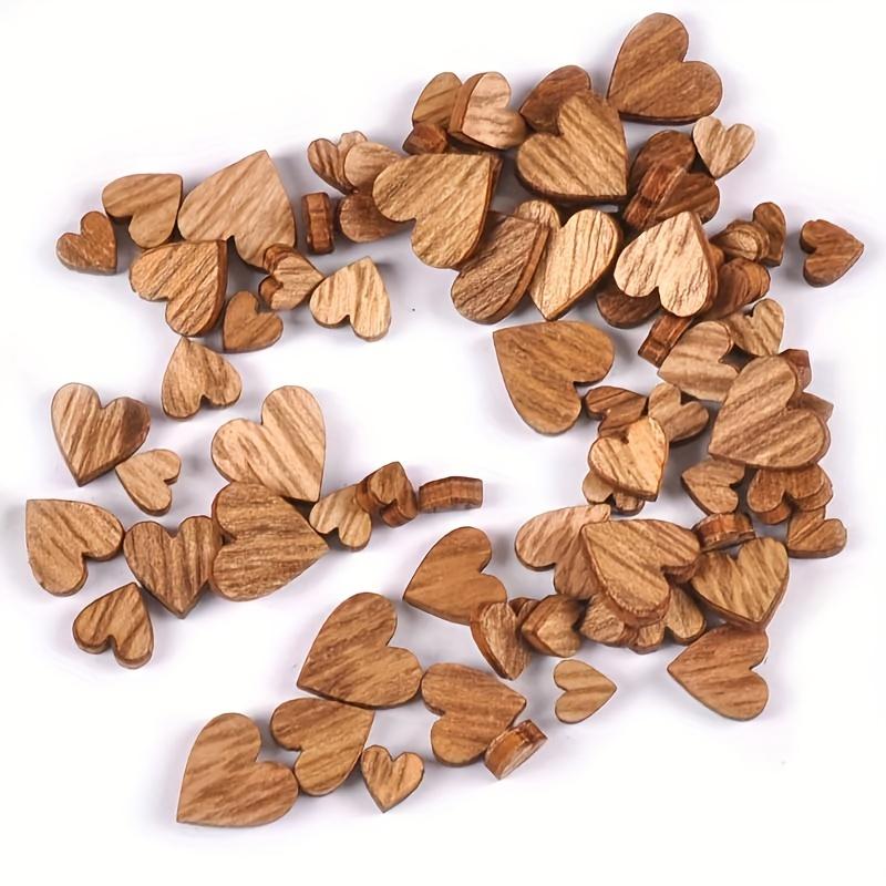100pcs Assorted Sizes Wooden Heart Shapes, Rustic DIY Scrapbooking Crafts, Wedding Party Decor Wooden Art Supplies Scrapbooking Crafts