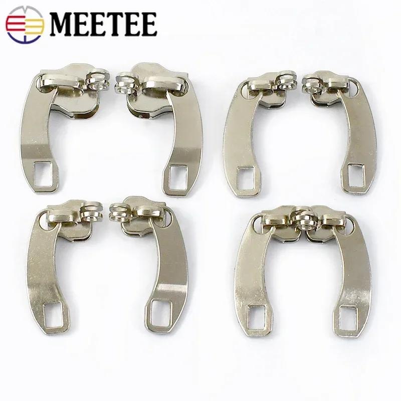 2/4/10Pairs Meetee 5# 8# 10# Nylon Zipper Slider with Lock Hole Suitcase Backpack Anti Theft Zip Head Puller Repair Accessory
