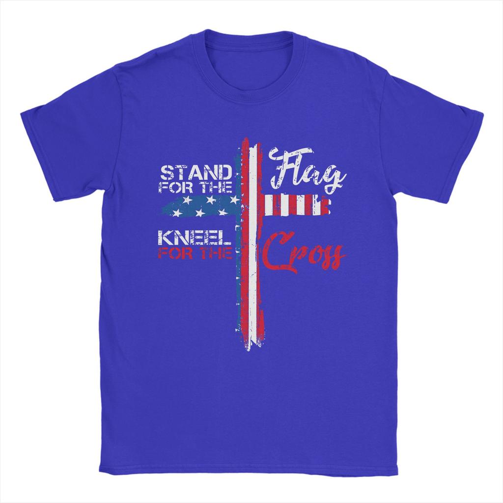 Stand For The Flag I Kneel For The Cross T-Shirt Summer  Cotton T-Shirts For Men Hip Hop Casual Tshirt Short Sleeve Clothing