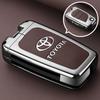 APQ4   Metal Leather Flip Car Key Fob Case Cover Keychain Ring For Toyota CHR C-HR Corolla Hatchback Sedan RAV4 LE Camry SE Hilux