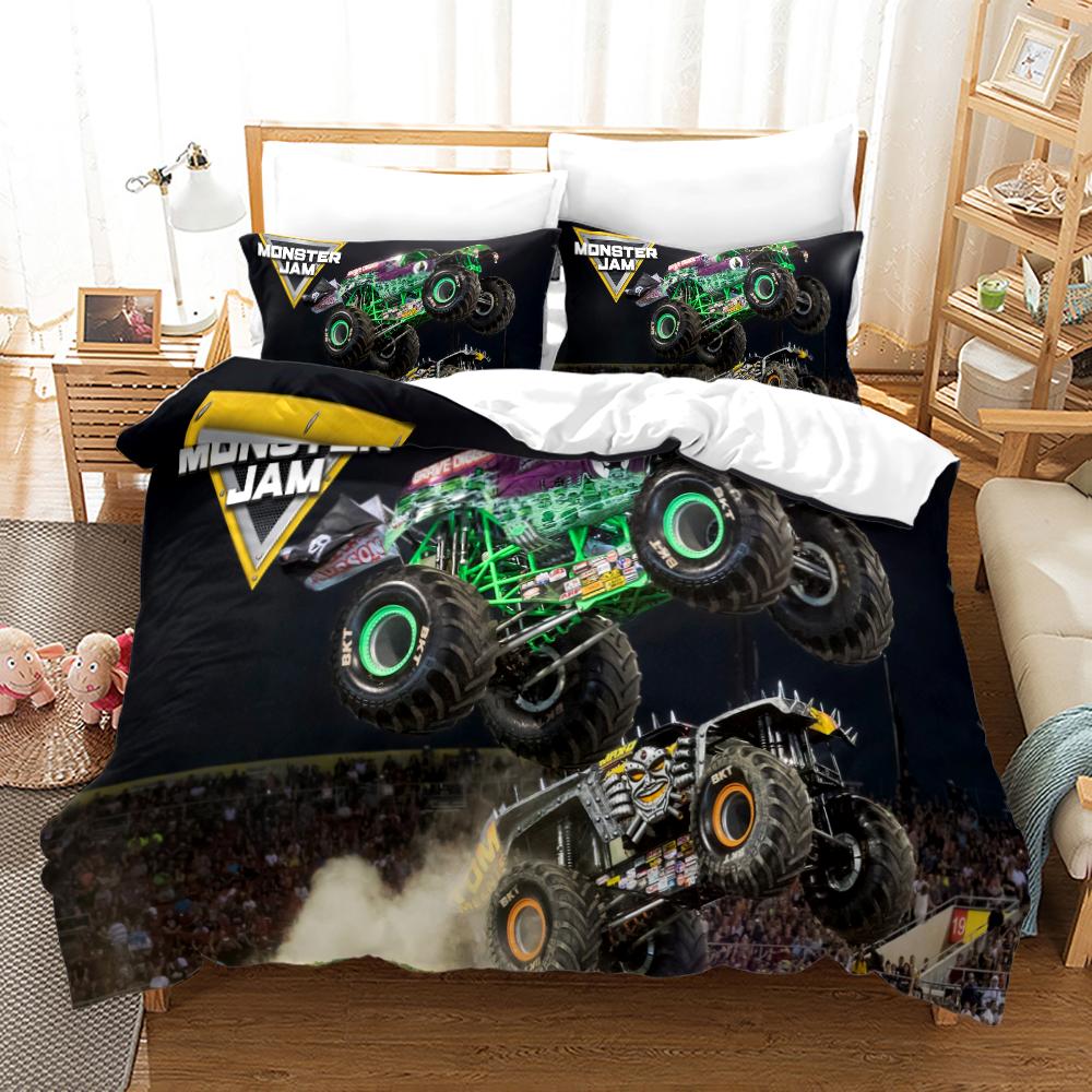 Monster Jam Bedding Set Single Twin Full Queen King Size Monster Jam F1 Bed Set Aldult Kid Bedroom Duvetcover Sets 3D Anime 022