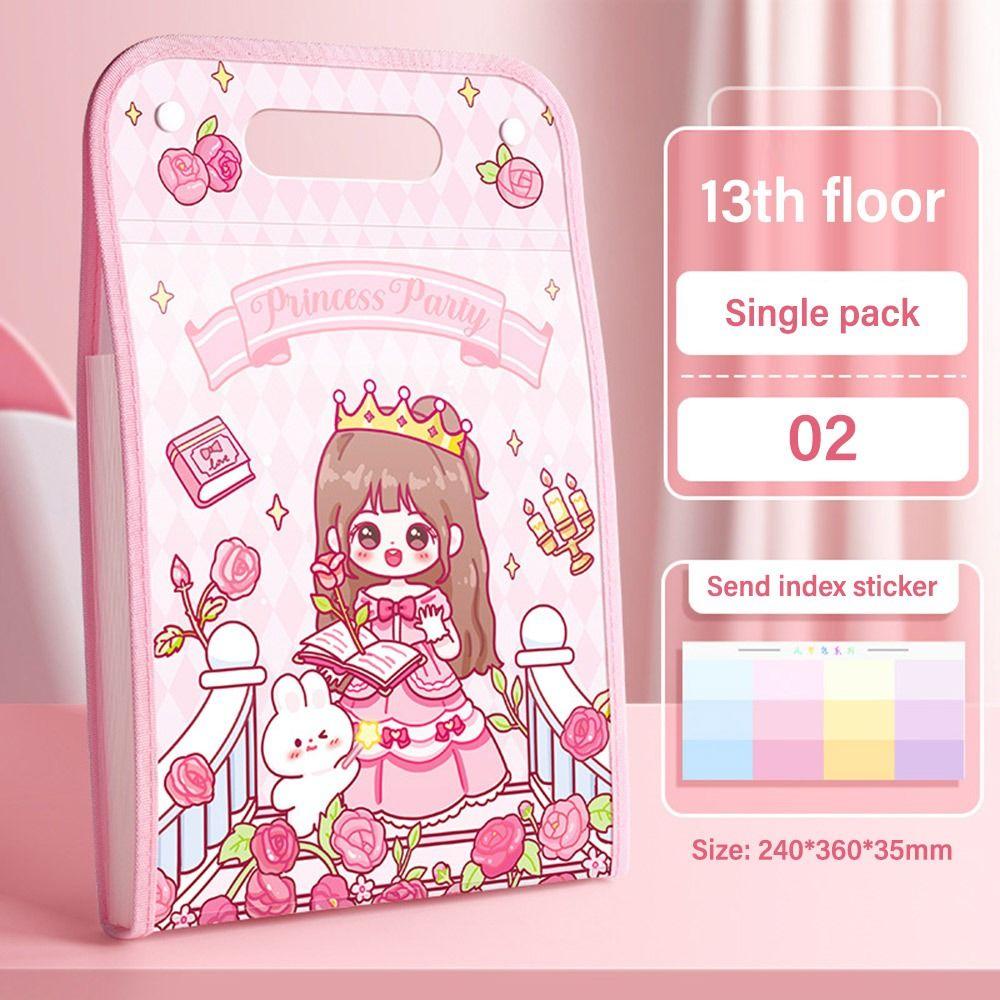 Cartoon Waterproof A4 File Folder 13 Pockets Classified File Organizer Multi-layer Large Capacity Test Paper Storage Folder