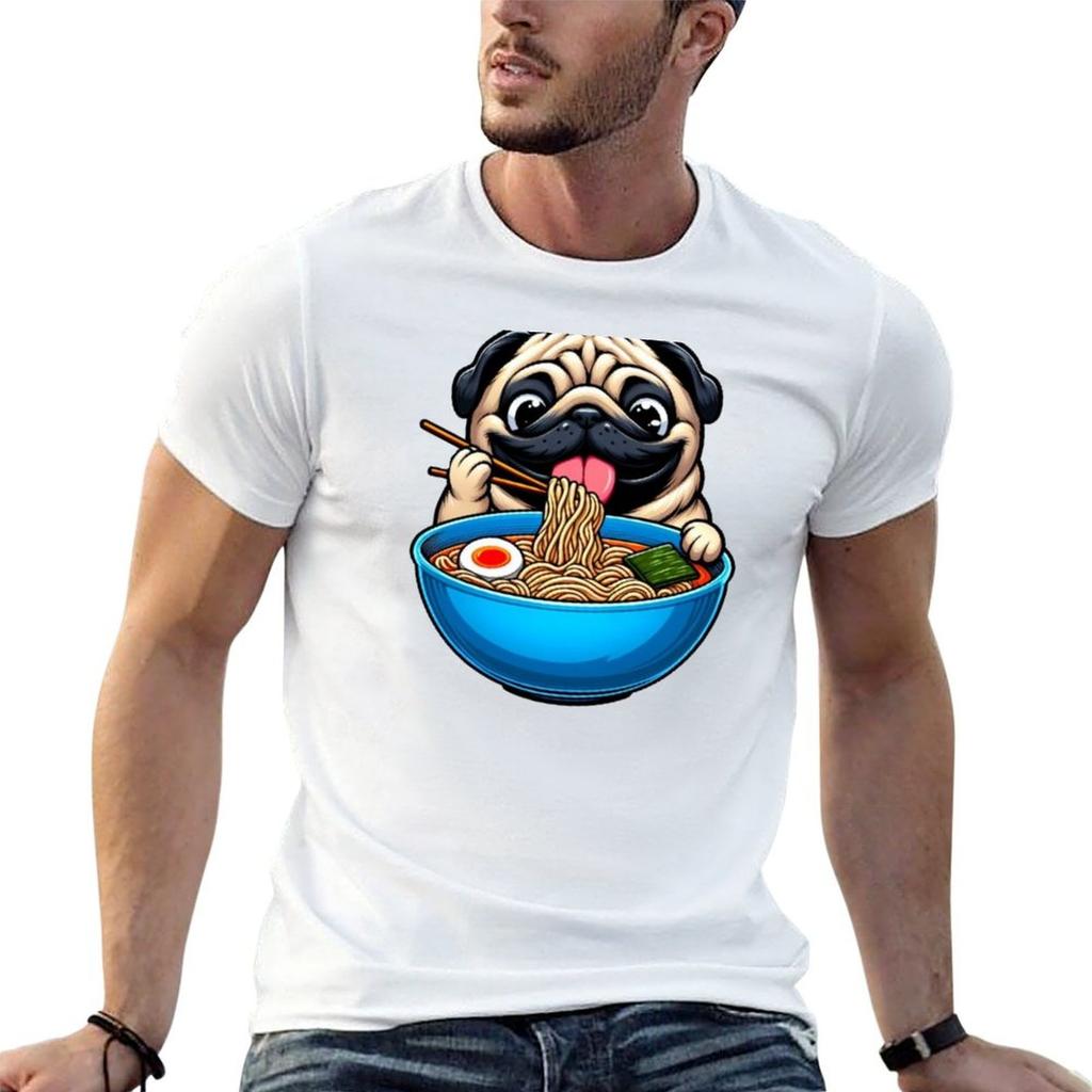 Pug Eating Ramen T-Shirt essential t shirt t shirt for man man t shirt cotton high quality T-sh