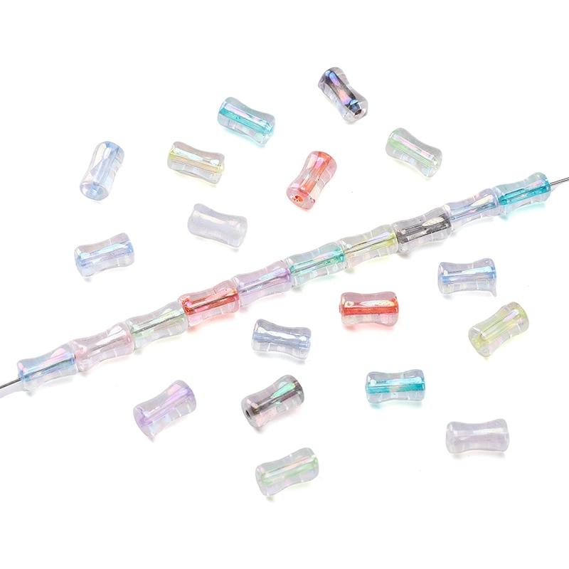 4x8mm Shiny Transparent Bamboo Beads Glass Cylindrical Beads Can Be Used For DIY Jewelry Making Necklace Bracelet