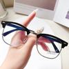 3016 Myopia Glasses, Anti-Blue Flat Glasses, Half-Frame Retro Decorative Frame Glasses, Men'S And Women'S Finished Myopia Glasses