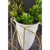 Metal 2-Piece Gold-Legged Decorative White Flowerpot