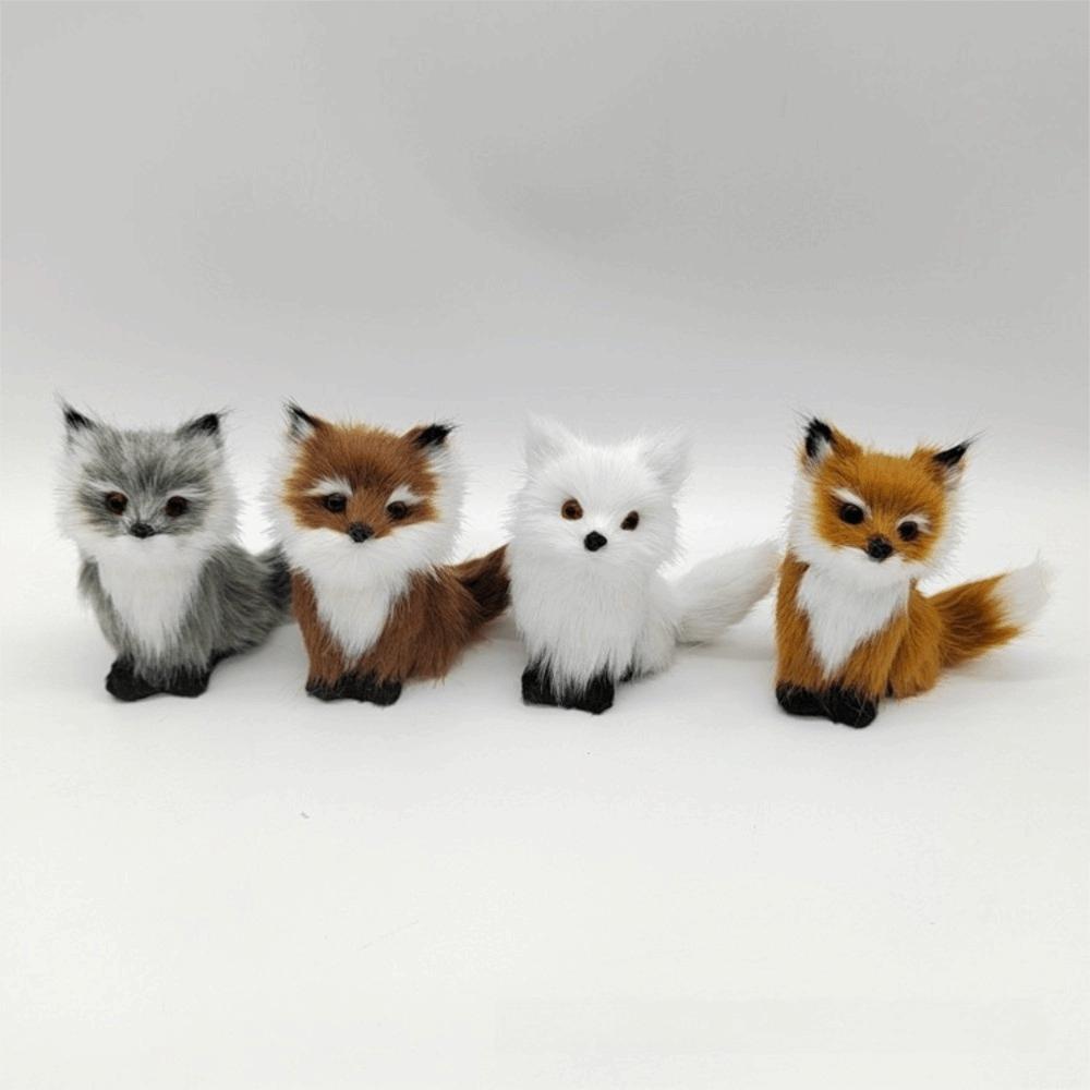 Figurine Peluche Renard Poupée Jouet Mini Renard Accroupi Assis Modèle Peluche Simulation Renard Cadeau d'Anniversaire
